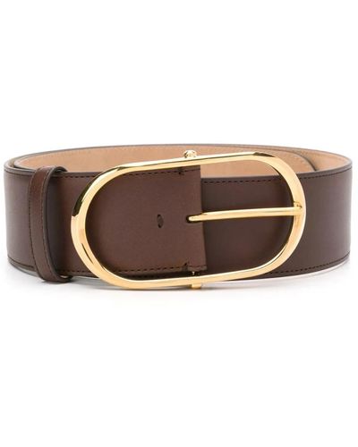 Dolce & Gabbana Cinturón de cuero marrón con hebilla ovalada