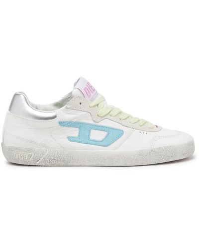 DIESEL S-leroji low w - pastellfarbene sneakers aus leder und wildleder - Weiß