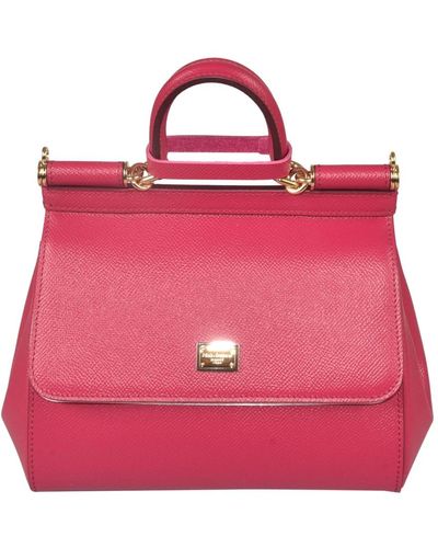 Dolce & Gabbana Rote sicily leder crossbody tasche - Pink