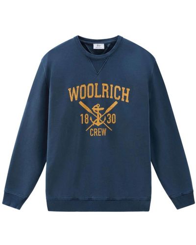Woolrich Blauer logo print crew neck pullover