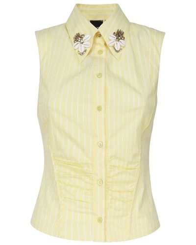 Pinko Ärmellose bluse mit schmuckdetails - Gelb