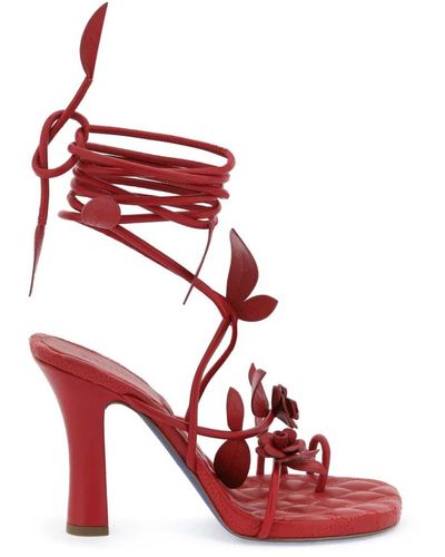 Burberry Ivy flora leder sandalen mit absatz - Rot