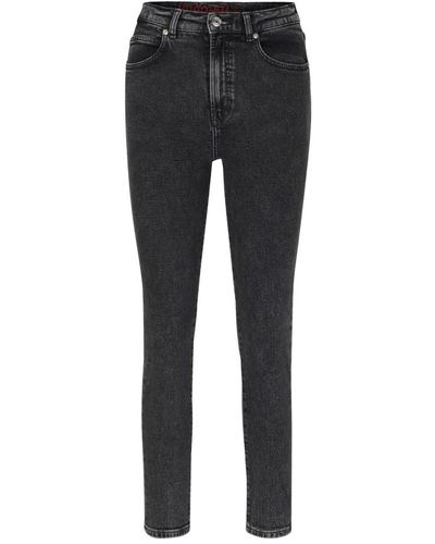BOSS Jeans slim-fit cintura alta estilo 5 bolsillos - Negro