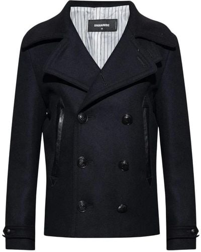 DSquared² Double-Breasted Coats - Blue