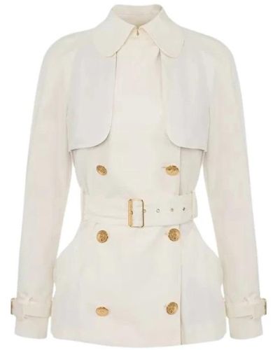 Elisabetta Franchi Belted Coats - White