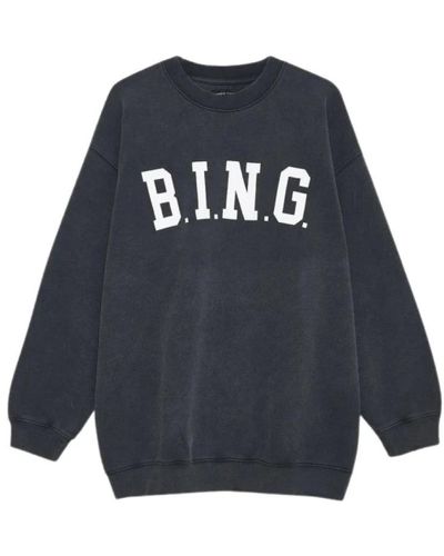 Anine Bing Oversized schwarz gewaschener sweatshirt - Blau