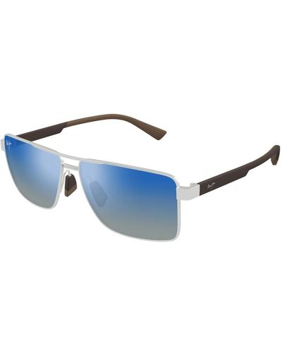 Maui Jim Piha dbs621-17 matte silver w/brown sunglasses - Blau