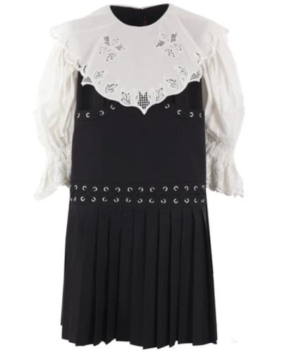 Chopova Lowena Vestido de algodón negro y blanco con detalles de encaje