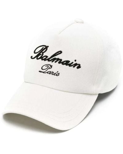 Balmain Cappellino signature ricamato - Bianco