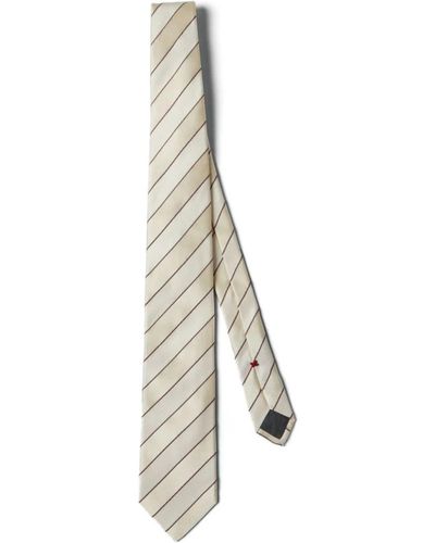 Brunello Cucinelli Seiden chevron gestreiftes krawatte - Natur