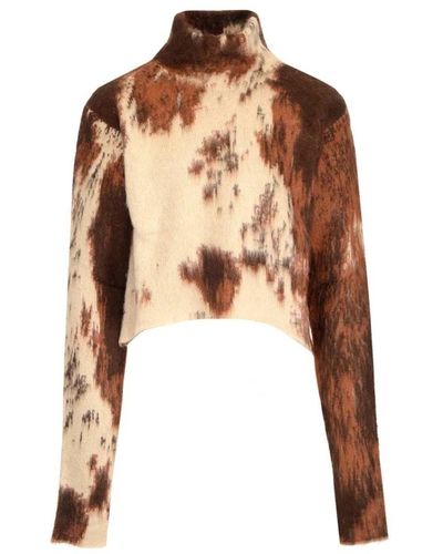 Gcds Brauner pullover mit hohem kragen - Natur