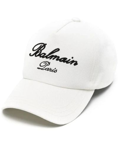 Balmain Signature bestickte kappe,signature cap - baumwolle - schwarz/ivory - Weiß