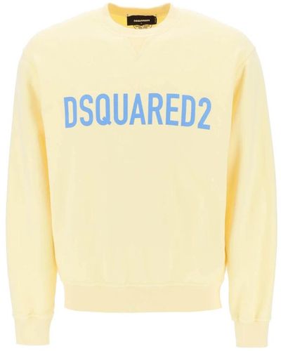 DSquared² Logo print sweatshirt mit rundhalsausschnitt - Gelb