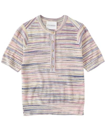Closed Camiseta de punto fino de algodón orgánico con textura piqué - Gris