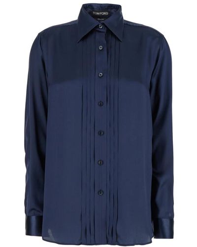 Tom Ford Camicia in charmeuse di seta - Blu