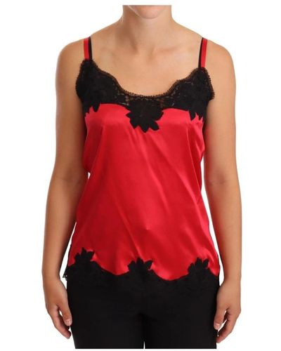 Dolce & Gabbana Rotes seiden spitzen camisole