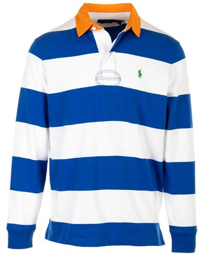 Ralph Lauren Blau langarm rugby t-shirts und polos