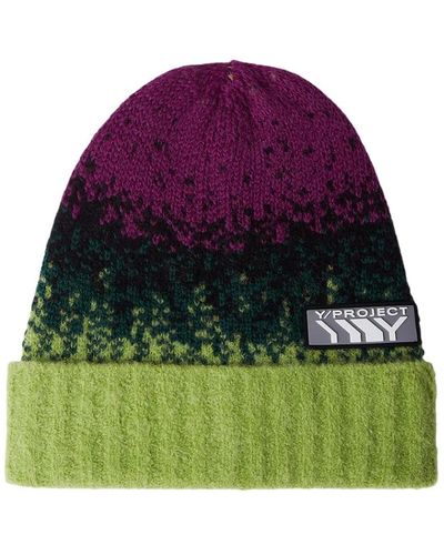 Y. Project Cappello da berretto a miscela di lana e stiramento multicolore - Verde