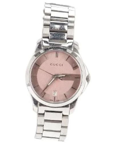 Gucci Orologio in acciaio inossidabile argento con quadrante rosa - Grigio