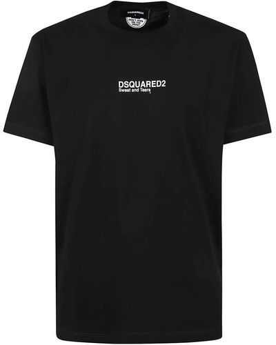 DSquared² Baumwoll-jersey t-shirt mit frontdruck - Schwarz