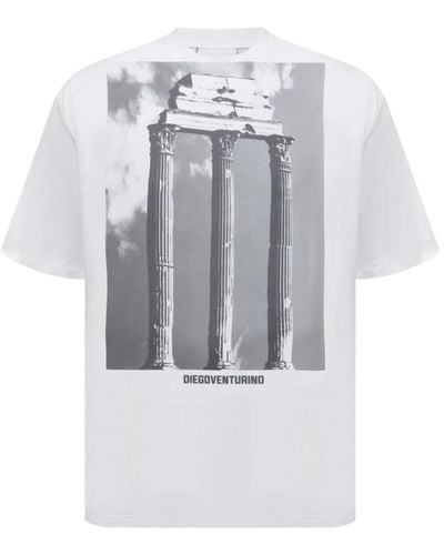 DIEGO VENTURINO T-shirt bianca con design del brand - Grigio