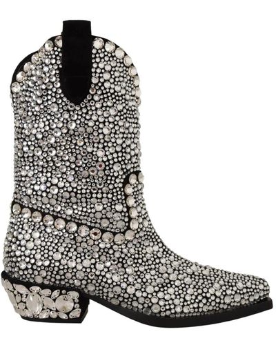 Dolce & Gabbana Botas de cuero estilo cowgirl negras - Gris