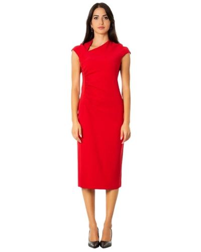 Max Mara Studio Es Kleid mit Asymmetrischem Ausschnitt - Rot