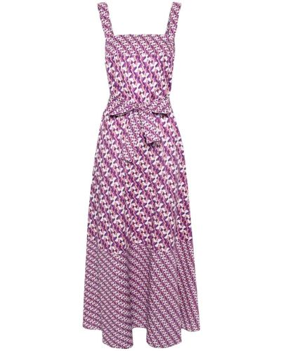 Liu Jo Geometric-print Belted Maxi Dress - Purple