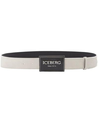 Iceberg Leder gürtel mit logo-schnalle - Grau