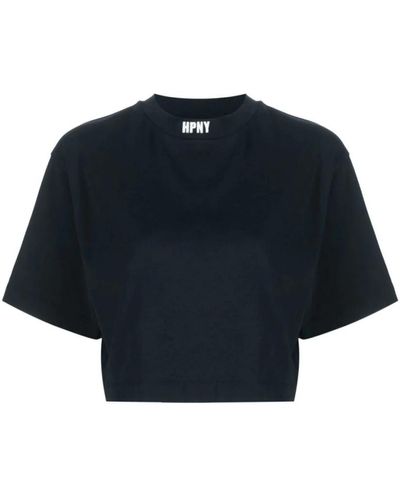 Heron Preston Schwarzes t-shirt mit besticktem logo - Blau