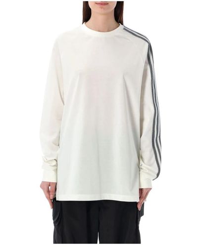Y-3 Over l/s tee 3 stripes - Bianco