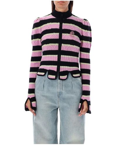 Cormio Divina strick-zip-up-pullover pink/gelb - Blau