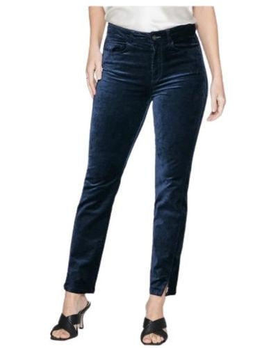 PAIGE Jeans in velluto a vita alta e taglio dritto - Blu