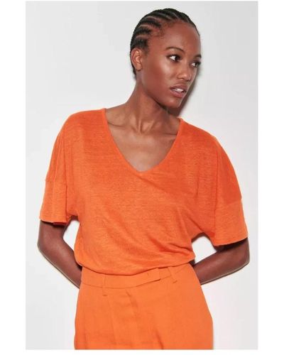 Luisa Cerano S leinen t-shirt - Orange