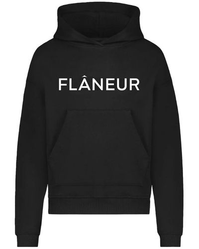 FLANEUR HOMME Bedruckter logo hoodie schwarz