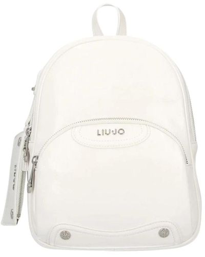 Liu Jo Glänzender logo-rucksack eleganter stil - Weiß