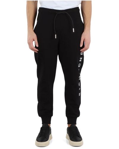 RICHMOND Pantalone sportivo in cotone garzato regular fit - Nero