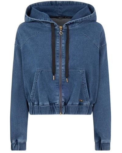 Liu Jo Sudadera con capucha y cremallera en denim azul