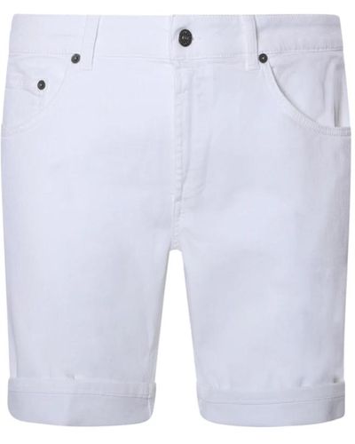 Dondup Pantaloncini di jeans con chiusura frontale a zip e cinturino con bottone in vita - Blu