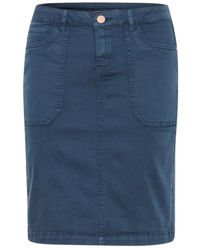 Cream Short Skirts - Blue