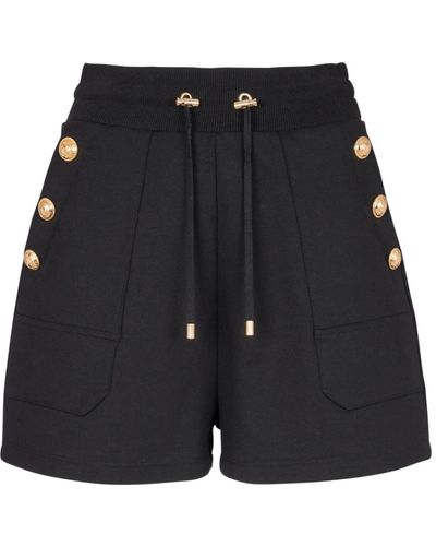 Balmain Shorts 6 bottoni in maglia - Nero