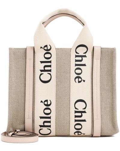 Chloé Woody tote bag in cement pink,kleine woody tote tasche - Natur