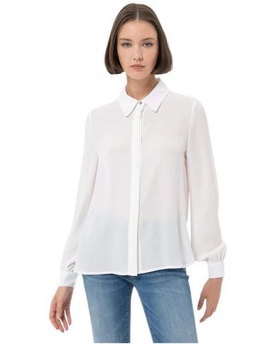 Fracomina Camisa clásica de georgette con botones ocultos - Blanco