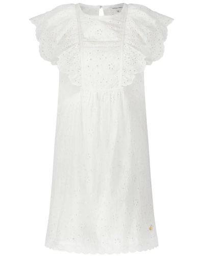 FABIENNE CHAPOT Weißes kleid mit rüschenärmeln