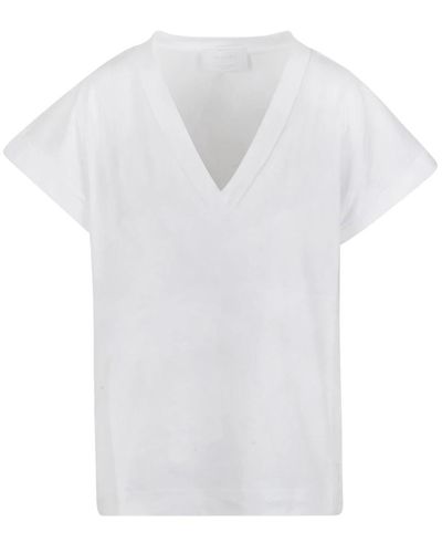 Daniele Fiesoli T-shirt in cotone con scollo a v e logo - Bianco