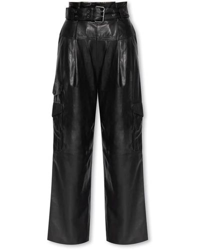 AllSaints Pantalones de cuero harlyn - Negro
