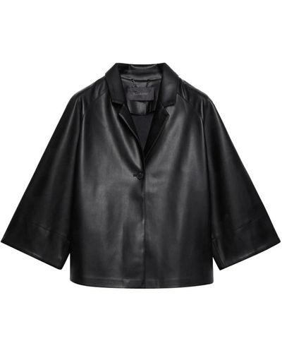 Elena Miro Leather Jackets - Black