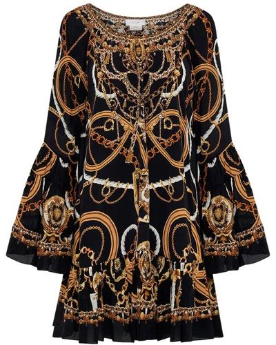Camilla Abstract-print Silk A-line Minidress - Black