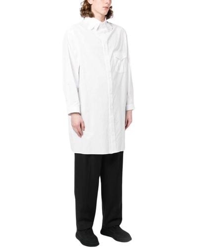 Yohji Yamamoto Weißes button-down taschenhemd