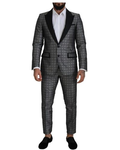 Dolce & Gabbana Completo argento con giacca a un petto per uomo - Nero